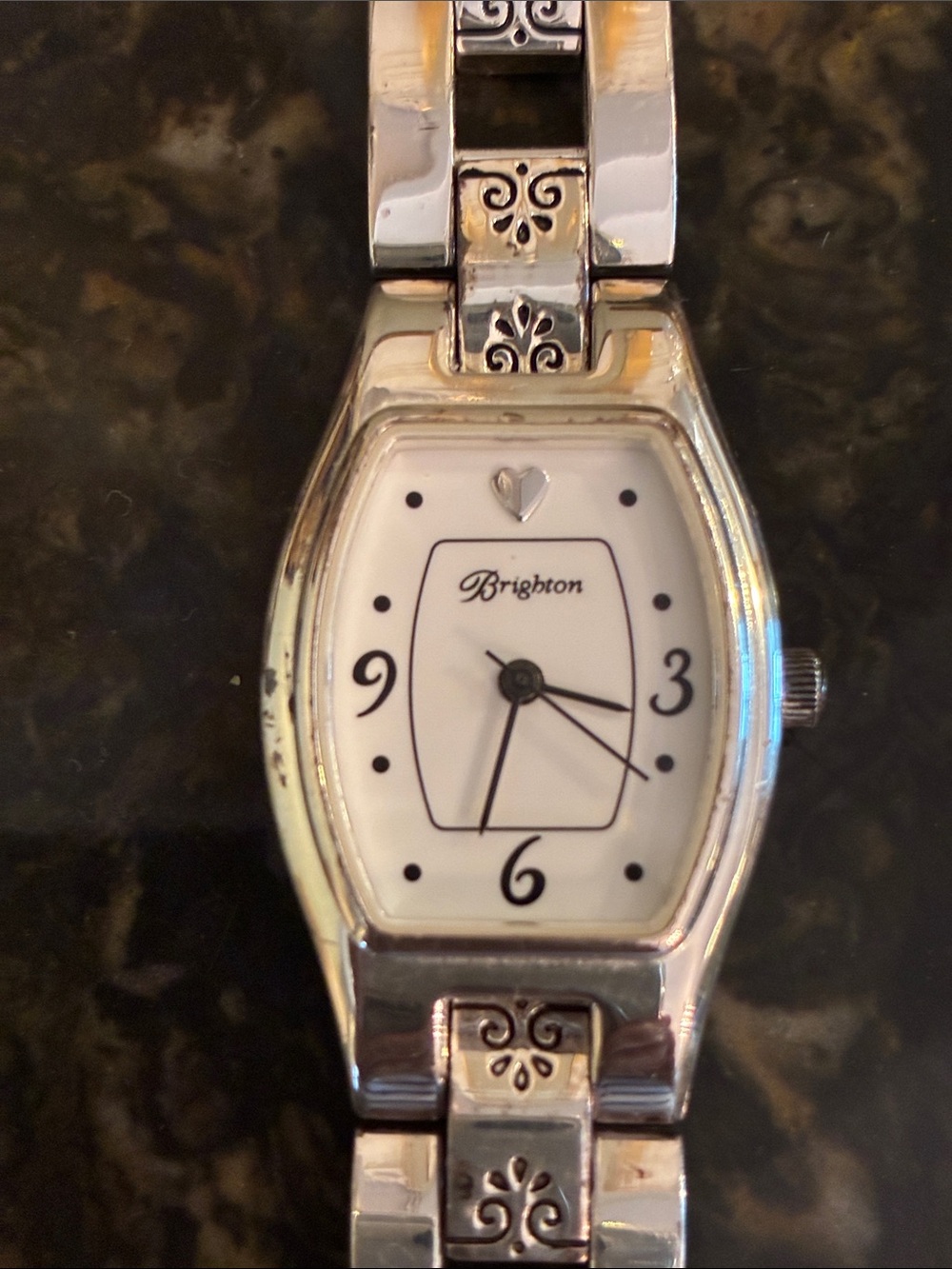Brighton Silver-Tone Bracelet Watch with White Dial